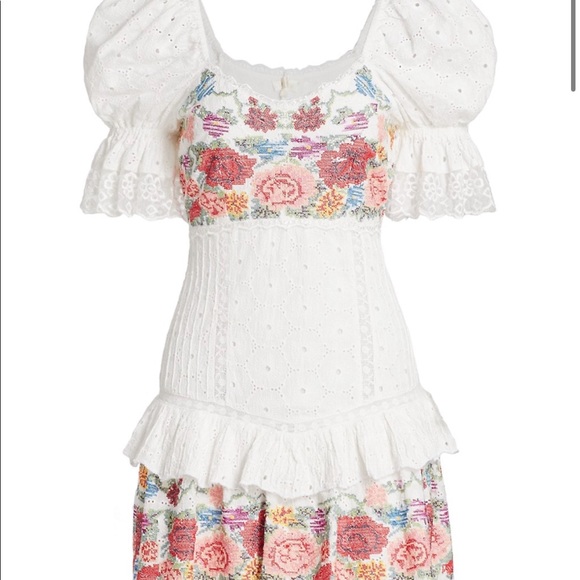 Loveshackfancy Thressey Eyelet-Embroidered Minidress - Picture 3 of 8